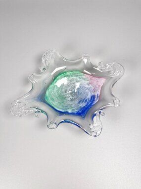 Vintage Murano pastel swirl art glass dish